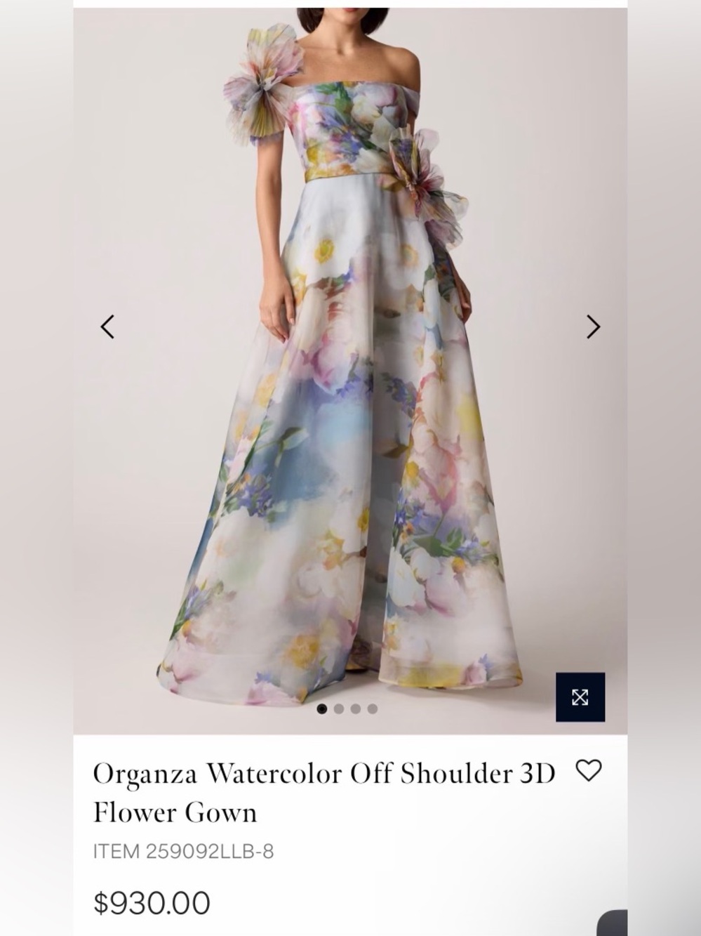 Teri Jon Light Blue Multi Silk Dress with Pastel Accents